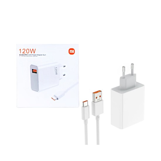 Xiaomi Charger MDY-13-EG USB Port 120W GAN with Type-C Cable 3A 1m White