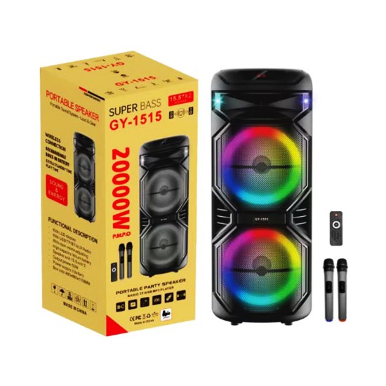 Portable Wireless Speaker GY-1515 with Dual Mic Black
