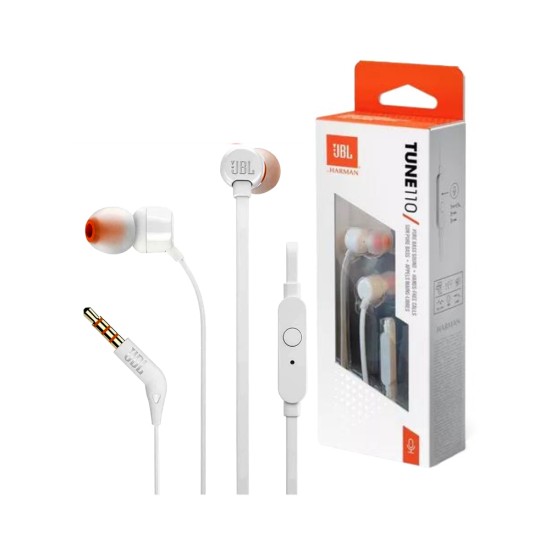 Auriculares JBL Tune 110 con Micrófono 3.5mm 1,2m Blanco Auriculares JBL Tune 110 con Micrófono 3.5mm 1,2m Blanco
