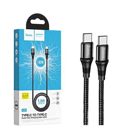 Hoco Cable X50 Exquisito Type-C to Type-C 100W 5A 1M Black