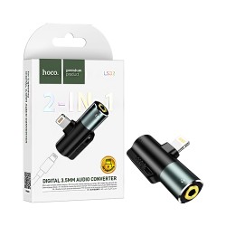 Adaptador de Audio 2 en 1 Hoco LS32 Lightning a Femenino Lightning+ 3,5mm Gris metálico Adaptador de Audio 2 en 1 Hoco LS32 Lightning a Femenino Lightning+ 3,5mm Gris metálico