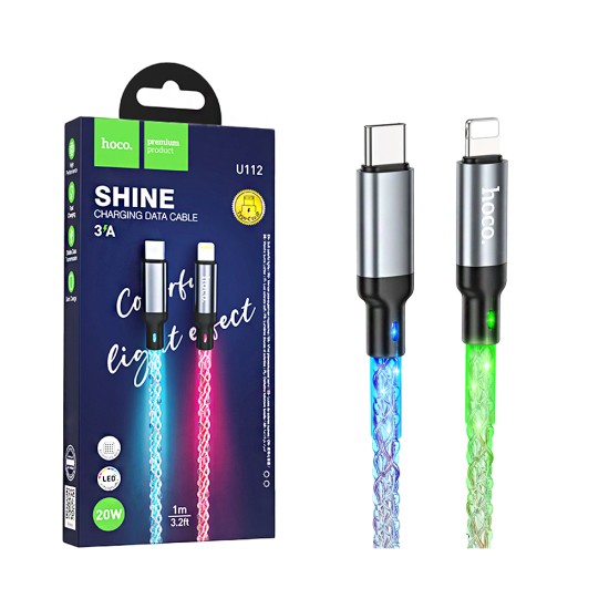 Hoco Cable U112 Shine Type-C to Lightning PD 20W 1M Gray