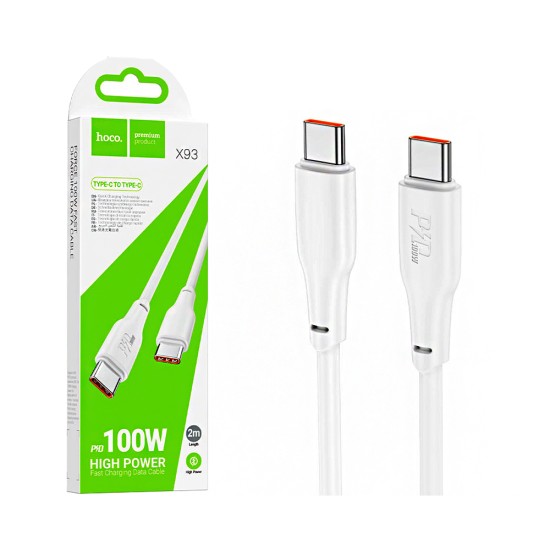 Hoco Cable X93 Force Type-C to Type-C PD 100W 3A 1M White