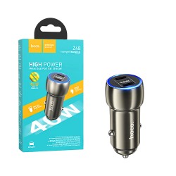 Hoco Car Charger Z48 Tough Dual Port Type-c 40W Metal Gray Hoco Car Charger Z48 Tough Dual Port Type-c 40W Metal Gray