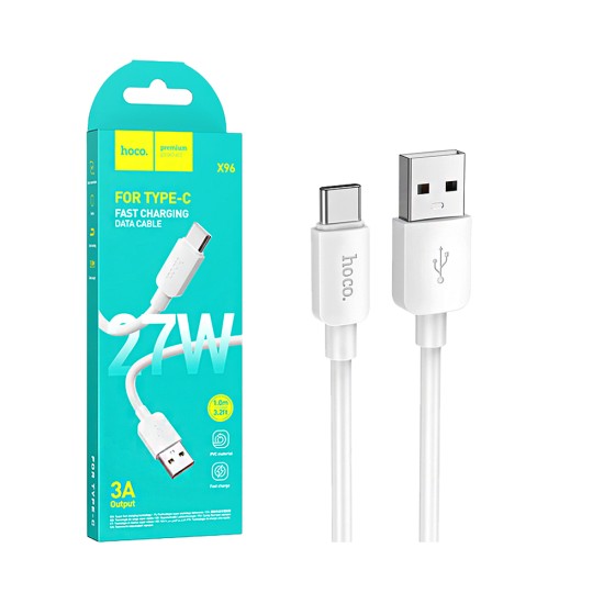 Cable Hoco X96 Hyper Tipo-c 27W 3A 1m Blanco