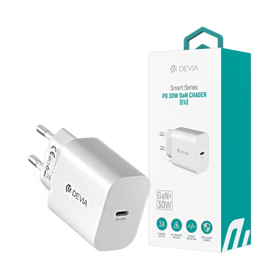 Adaptador Devia RCE-30005CL Smart Series Tipo-C PD 30W GAN Branco