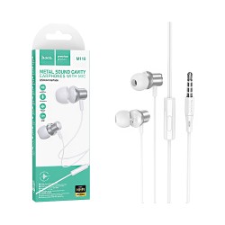 Hoco Universal Wired Earphones M110 Encourage with Microphone 3.5mm 1.2m Silver
