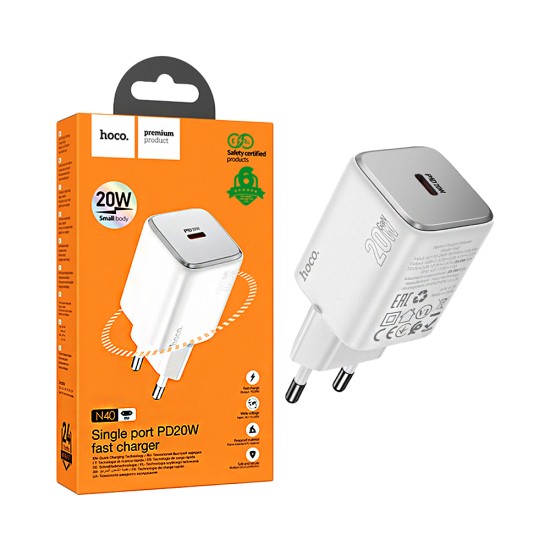 Hoco Adapter N40 Mighty Type-C PD 20W GAN White