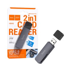 Hoco 2 in 1 Card Reader HB45 Spirit 2TB/ 480Mbps USB2.0 Metal Gray Hoco 2 in 1 Card Reader HB45 Spirit 2TB/ 480Mbps USB2.0 Metal Gray