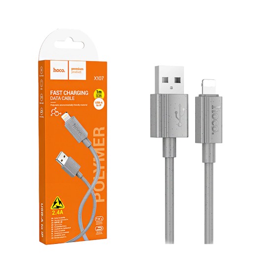 Hoco Cable X107 Favor Lightning  2.4A 1m Gray