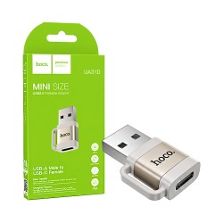 Adaptador Hoco UA31D USB Macho Para Tipo-C Fêmea Cinza