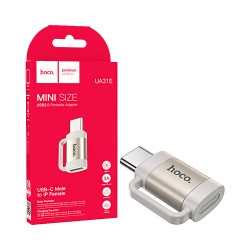 Adaptador Hoco UA31E Tipo-C Macho Para Lightning Fêmea Cinza