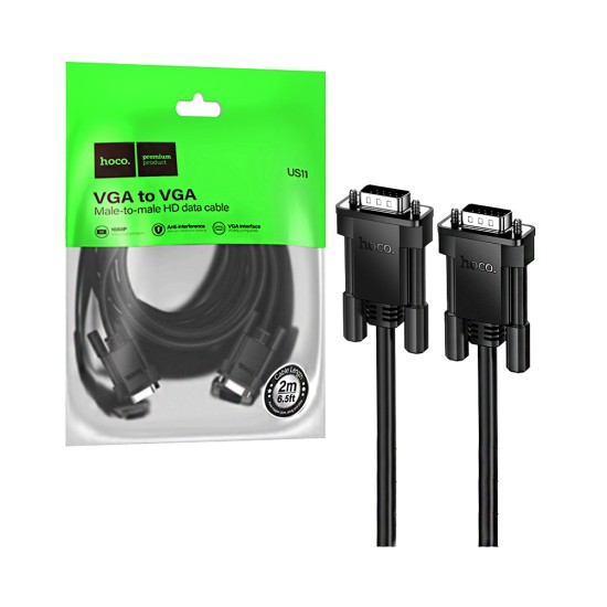 Hoco US11 VGA Cable for Computer 2M Black