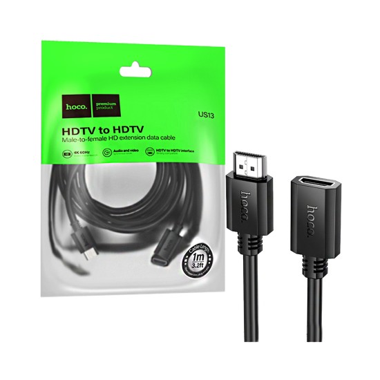 Hoco Extension Cable US13 HDMI Male to HDMI Female 1m Black