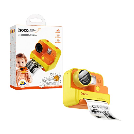 Hoco Camera DV200 Dual lens for children with Photo Print Yellow