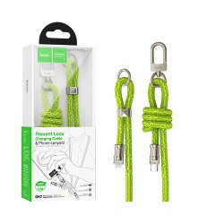 Cabo de cordão Hoco GH7 Elegant série Tipo-C para Lightning PD 20W Verde Fluorescente