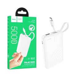Power Bank Hoco J134 Strong com 2-em-1 Porta USB+Cabo Tipo-C 5000mAh Branco