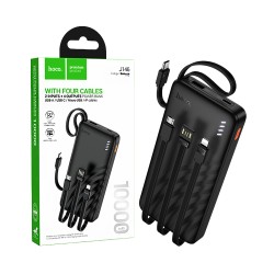 Power Bank Hoco J146 Night tide com 4-em-1 2USB+Cabo Type-C+Lightning 10000mAh Preto