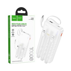 Power Bank Hoco J146 Night tide com 4-em-1 2USB+Cabo Type-C+Lightning 10000mAh Branco