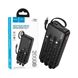 Power Bank Hoco J146A Night tide com 4-em-1 2USB+Cabo Type-C+Lightning 20000mAh Preto