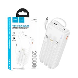 Power Bank Hoco J146A Night tide com 4-em-1 2USB+Cabo Type-C+Lightning 20000mAh Branco