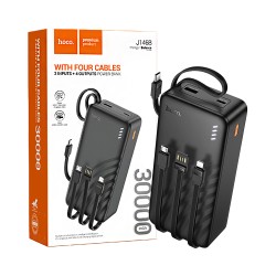 Power Bank Hoco J146B Night tide com 4-em-1 2USB+Cabo Type-C+Lightning 30000mAh Preto