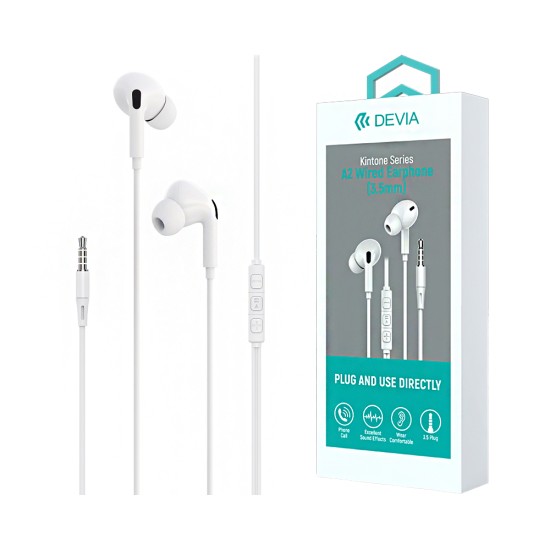 Devia Earphones EM106 Kintone Series V2 3.5mm 1.2m White