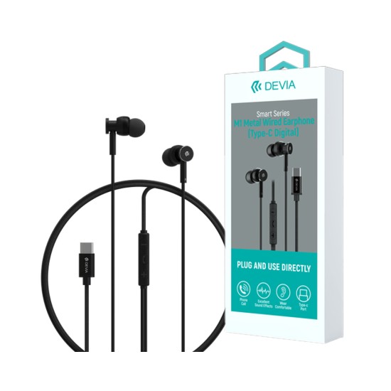 Devia Earphones EM110 Smart Series M1 Metal Type-C 1.2m Black