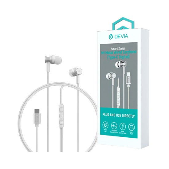 Devia Earphones EM110 Smart Series M1 Metal Type-C 1.2m Silver