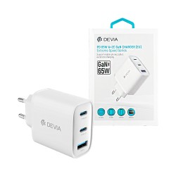 Devia Adapter RLC-6505ACCL Extreme Speed Series 3 Ports USB+2Type-C QC+PD 65W GAN White