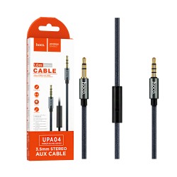 Cabo de Àudio AUX Hoco UPA04 Noble sound series com Microfone 1m Cinza Metálico