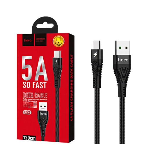 Hoco Cable U53 Flash Type-c 5A 1.2m Black