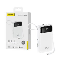 Power Bank Foneng DX100 com 2-em-1 Outputs Lightning+Type-C PD20W 10000mAh Branco