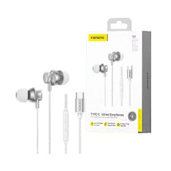 Foneng Earphones T67 Heavy Bass Type-C 1.2m Silver
