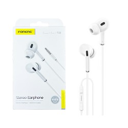 Foneng Earphones T33 3D in Ear with Microphone 3.5mm 1.2m White