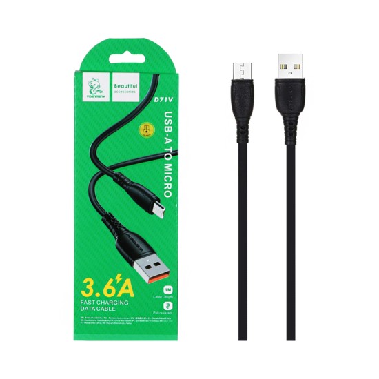 Cabo Denmen D71V Micro 3,6A 1m Preto