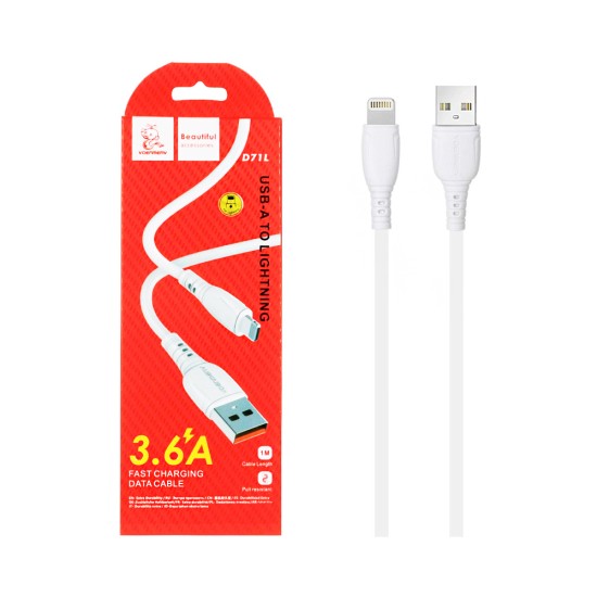 Cabo Denmen D71L Lightning 3,6A 1m Branco Cabo Denmen D71L Lightning 3,6A 1m Branco