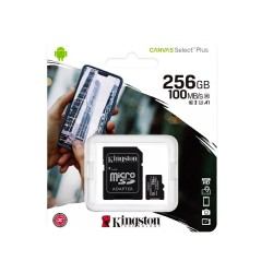 Kingston Canvas Select Plus Memory Card MicroSDXC 256GB UHS-I U3 V30 A2 Class 10 with Adapter	