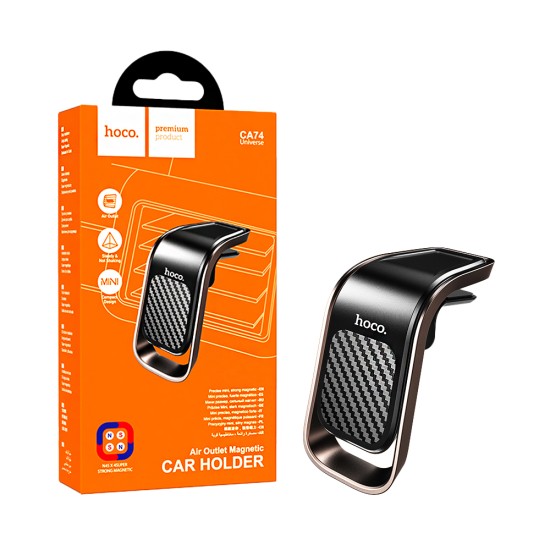 Suporte de Telefone para Carro Magnético Hoco CA74 Universe para saída de Ar Preto Metal Cinza Suporte de Telefone para Carro Magnético Hoco CA74 Universe para saída de Ar Preto Metal Cinza
