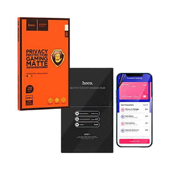 Protector de Pantalla Mate Privacidad Hoco GF011 Manual Alignment para Smartphones Paquete de 20 piezas Negro