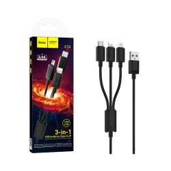 Hoco 3 in 1 Charging Cable X74 USB-A to (Lightning+Micro+Type-C) 2A 1M Black Hoco 3 in 1 Charging Cable X74 USB-A to (Lightning+Micro+Type-C) 2A 1M Black