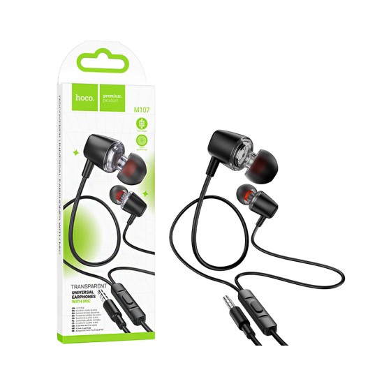 Auscultadores com Cabo Hoco M107 Discoverer com Microfone 3,5mm 1,2m Preto