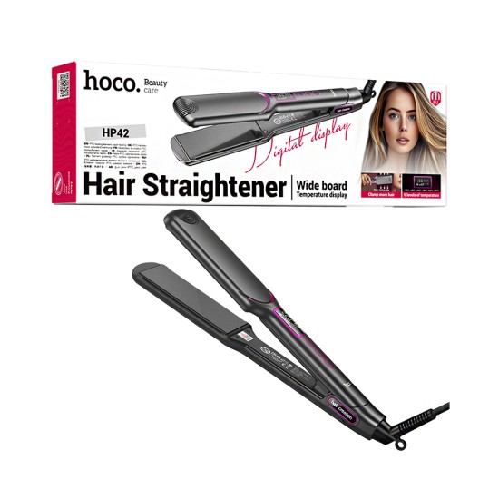 Alisador Cabelo Elétrico Hoco HP42 Wide board com Visor Digital Cinza Alisador Cabelo Elétrico Hoco HP42 Wide board com Visor Digital Cinza