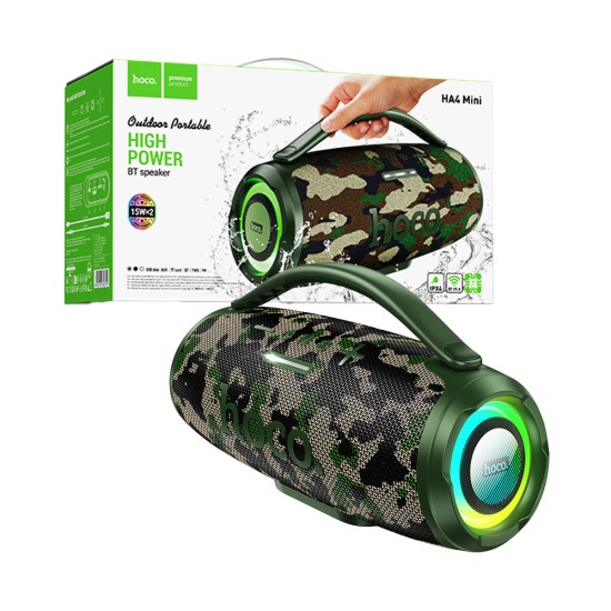 Coluna Sem Fio Portátil Hoco HA4 mini Surge Camuflagem Verde