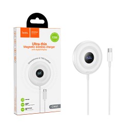 Hoco Magnetic Wireless Charger CW61 Phantom with digital display 15W 1.2m White Hoco Magnetic Wireless Charger CW61 Phantom with digital display 15W 1.2m White