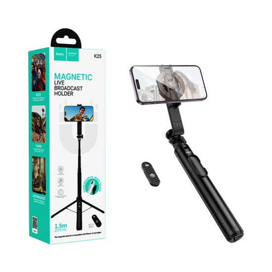 Suporte para Telefone Magnético Hoco K25 Sherkhan para transmissão ao vivo Preto