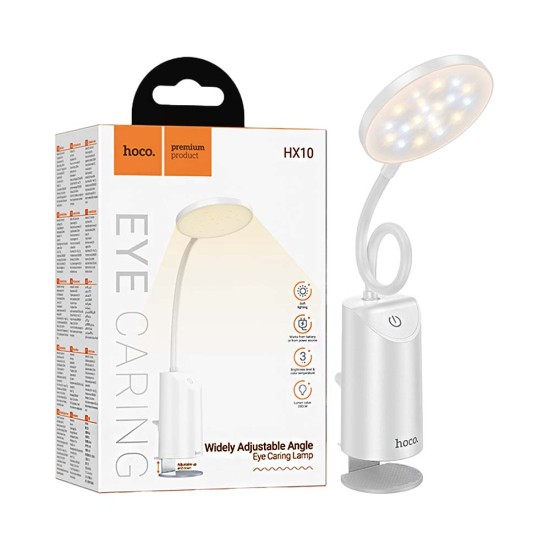 Hoco Table Lamp HX10 with Clip White Hoco Table Lamp HX10 with Clip White
