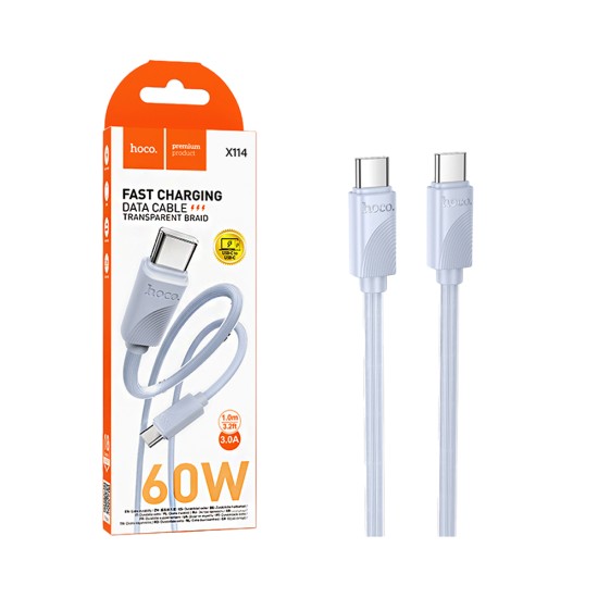 Cabo Hoco X114 Energy Tipo-C para Tipo-C 60W 3A 1M Azul