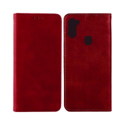 Leather Flip Cover with Internal Pocket For Samsung Galaxy A11 Red Leather Flip Cover with Internal Pocket For Samsung Galaxy A11 Red