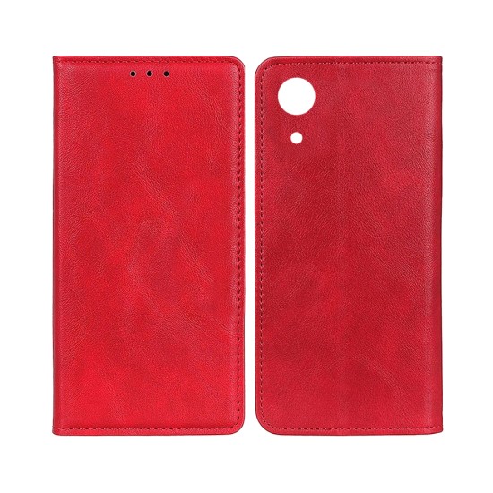 Leather Flip Cover with Internal Pocket For Samsung Galaxy A03 Core Red